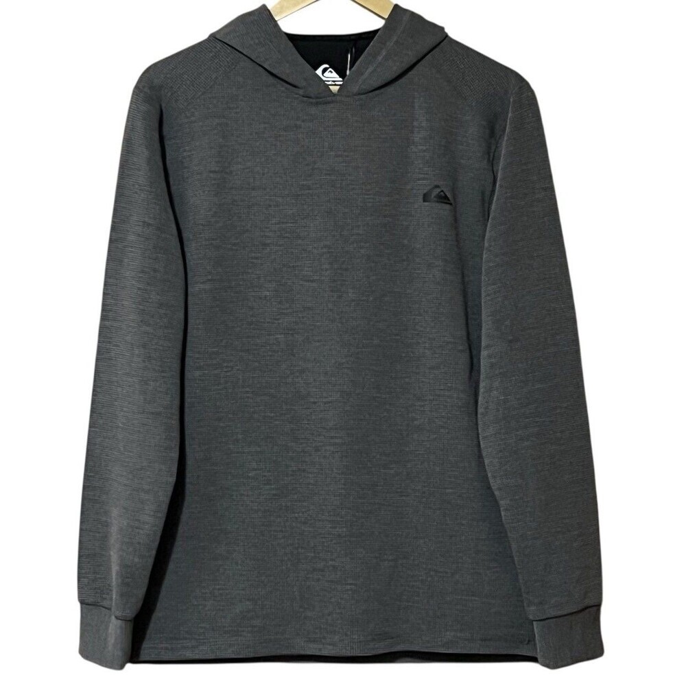 Quiksilver Waffle Knit Hoodie Mens S Gray 4-Way Stretch Moisture Wicking NWT